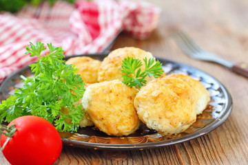 Chicken meatballs with rice and vegetables