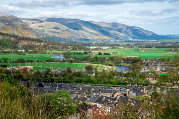 A view to Stirling city and highlands from castle hill