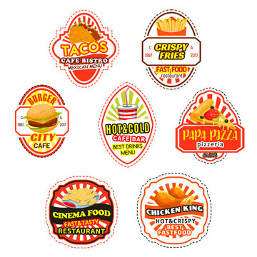 Fast food icons and symbols