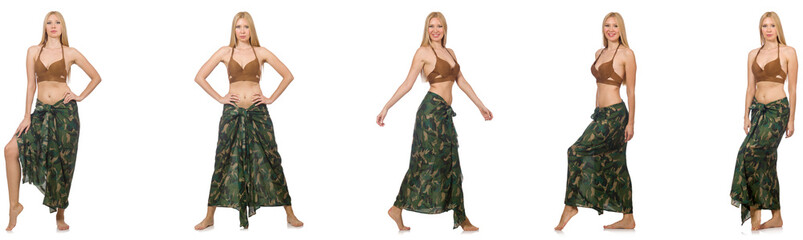 Fototapeta premium Woman in swimming suit isolated on white