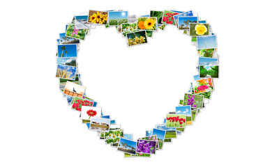 Heart shape made of nature photos
