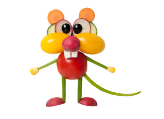 Mouse made with vegetables on isolated background