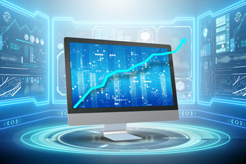 Illustration with business charts - 3d rendering