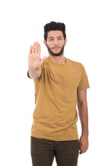 Fototapeta premium man with stop sign