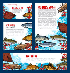 Fish banners set for fishing sport design
