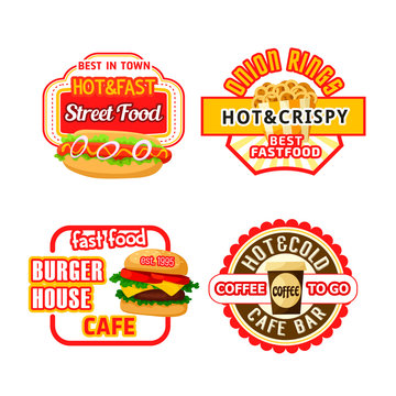 Fast food restaurant and coffee shop icons