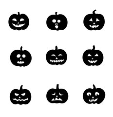 Pumpkin head icon set.