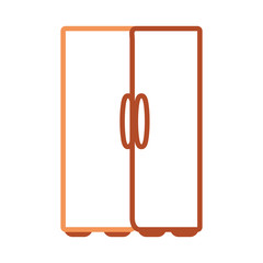 flat line colored  cupboard over white  background  vector illustration