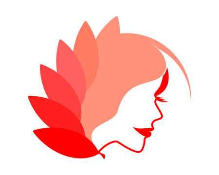 red beauty elegance cosmetics face head icon image vector