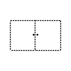 flat line uncolored  cupboard  sticker over white  background  vector illustration