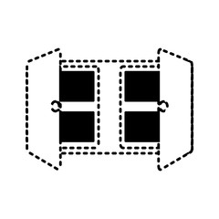 flat line uncolored  cupboard sticker over white  background  vector illustration