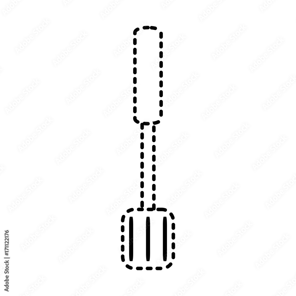 Sticker ladle over white nackground vector illustration icon tool