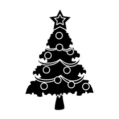 Decorative Christmas tree kawaii cartoon, icon vector illustration graphic design