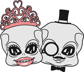 reich paar pärchen liebe verliebt 2 freunde weiblich frau sir herr gentlemen mustache schnurrbart monokel brille zylinder hut mann aliens Ufo fliegen untertasse