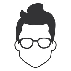 young man head avatar character vector illustration design
