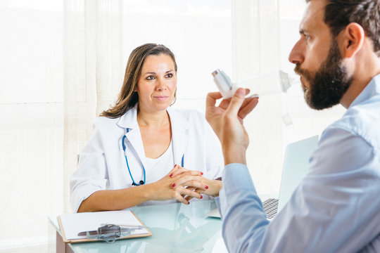 Patient inhales a medicament