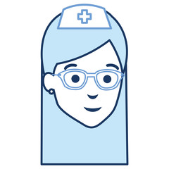 nurse with glasses avatar character vector illustration design