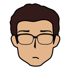 young man head avatar character vector illustration design