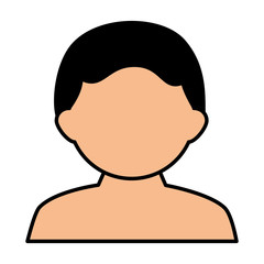 young man shirtless avatar character vector illustration design