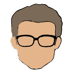 young man head avatar character vector illustration design