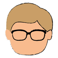 young man head avatar character vector illustration design