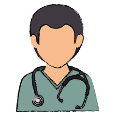 male doctor with stethoscope avatar character vector illustration design