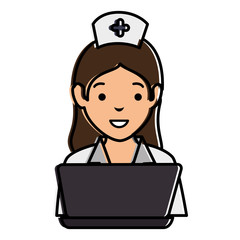 Fototapeta premium nurse with laptop avatar character vector illustration design