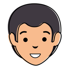 young man head avatar character vector illustration design