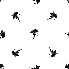 Cloud and lightning pattern seamless black