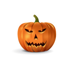 Halloween pumpkin with scary face. Vector halloween design element.