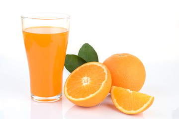 orange juice glass isolated