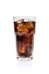 Full glass of soft drink, isolated on white background