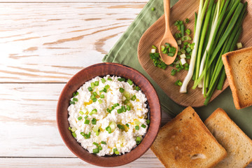 Goat cream cheese with green onions, dip sauce