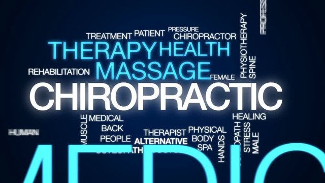 Chiropractic animated word cloud, text design animation.