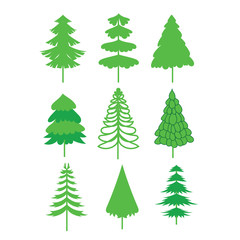 Fototapeta premium Christmas Tree icon collection. Vector Illustration