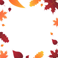 Autumn Background with leaves for shopping sale or promo poster and frame leaflet or web banner. Vector illustration template.