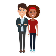 Young couple cartoon icon vector illustration graphic design