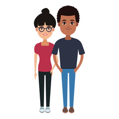 Fototapeta premium Young couple cartoon icon vector illustration graphic design