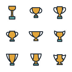 Vector flat trophy icons set