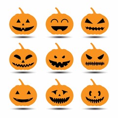 Set of pumpkins emotion icon for Halloween. Vector illustration