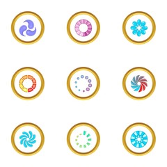 Web loading icons set, cartoon style