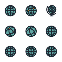 Vector flat world map icons set