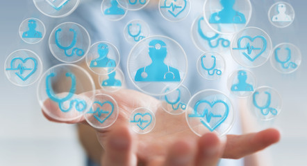 Businessman using modern medical interface 3D rendering