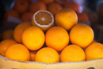 Healthy organic oranges at the market