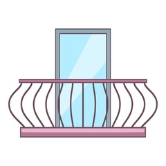 Vintage balcony icon, cartoon style