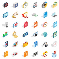 Movie icons set, isometric style