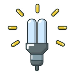 Eco powersave lamp icon, cartoon style