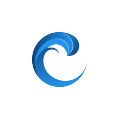 Letter C logo wave blue
