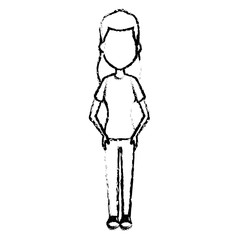 Young woman cartoon icon vector illustration graphic design