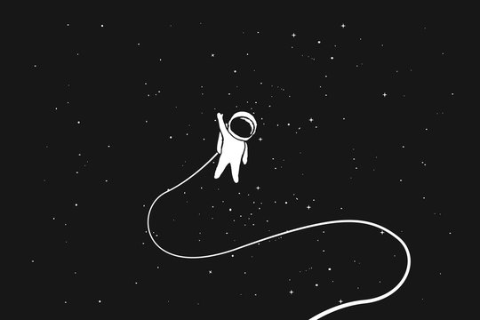 Astronaut alone in outer space